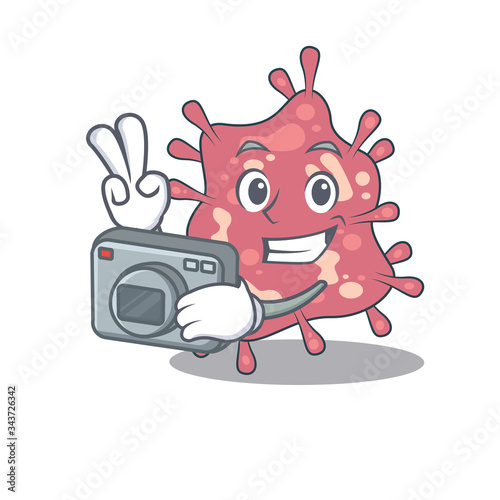 Haemophilus ducreyi mascot design as a professional photographer working with camera