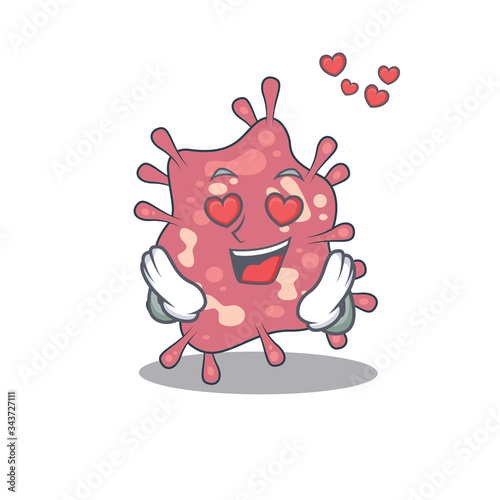 Cute haemophilus ducreyi cartoon character has a falling in love face photo