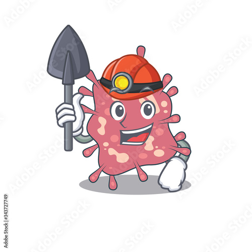 Haemophilus ducreyi miner cartoon design concept with tool and helmet