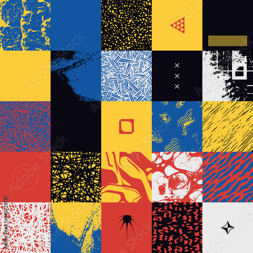 Grunge Revival Pattern Artwork Design Composition