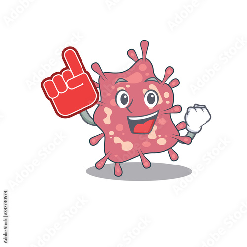 Haemophilus ducreyi presented in cartoon character design with Foam finger
