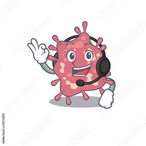 A gorgeous haemophilus ducreyi mascot character concept wearing headphone