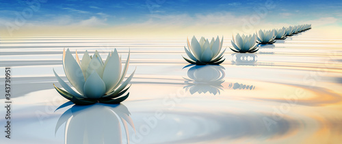 Panel kuchenny z motywem 3d lots flower on calm ripple water