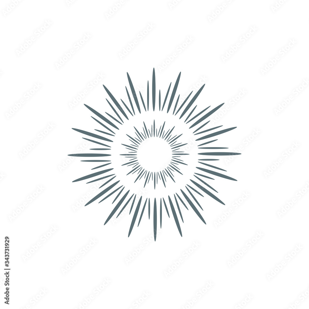 Vintage sunburst icon design isolated on white background