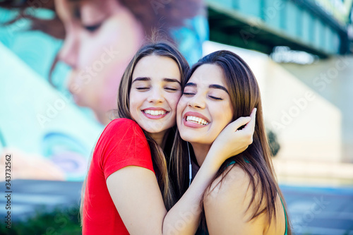 Two best female friends emb...