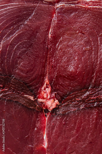 Tuna steaks at fish market