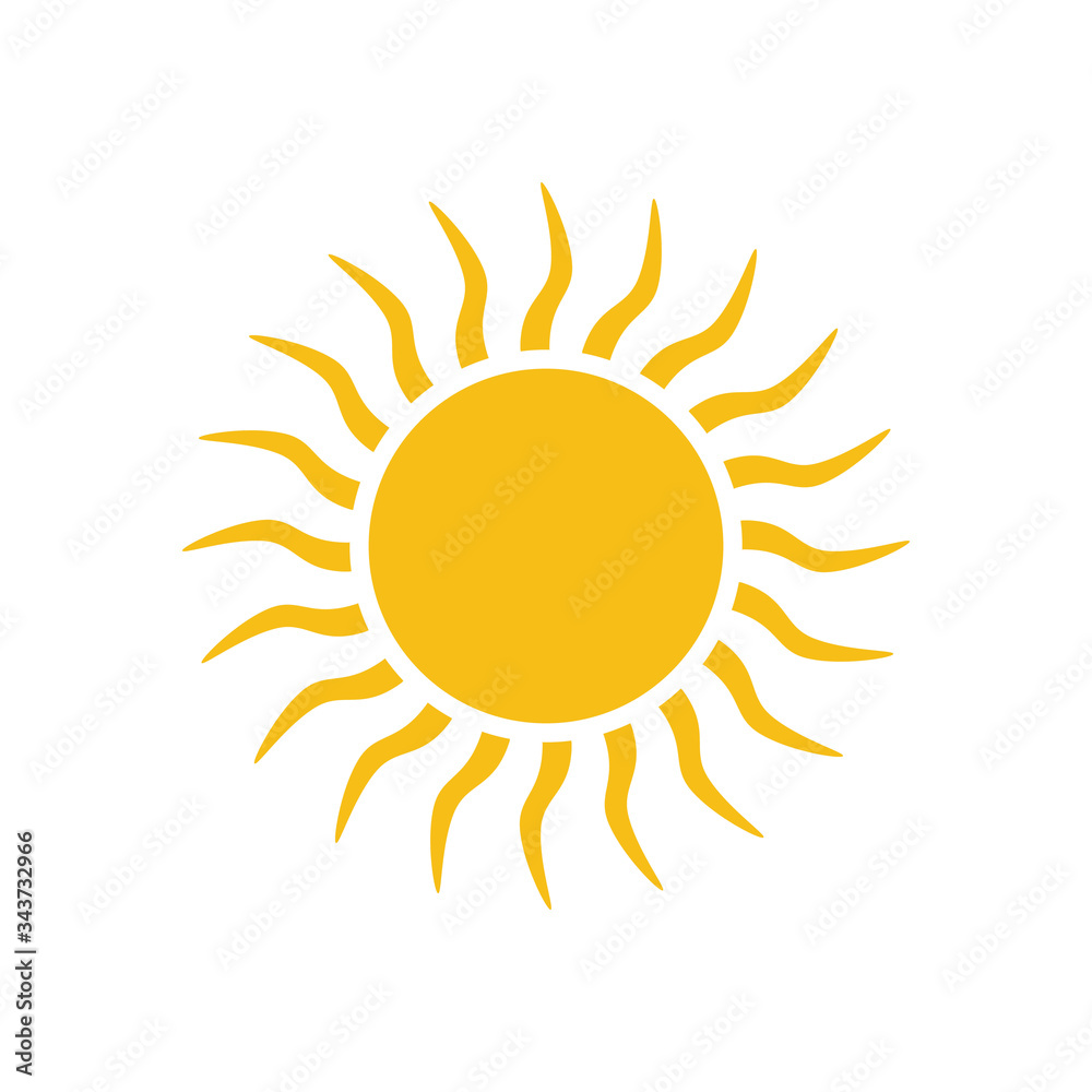 Flat sun icon design isolated on white background Flat sun icon design isolated on white background