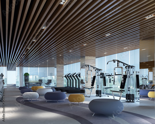 3d rendering modern  gym