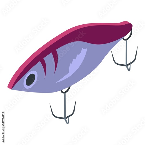 Hard fishing bait icon. Isometric of hard fishing bait vector icon for web design isolated on white background