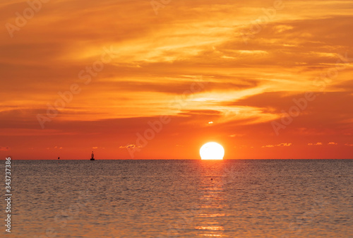 Beautiful tropical beach sunset with golden lights background Koh Samui Thailand