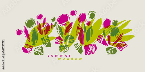 Flat floral abstract geomet...