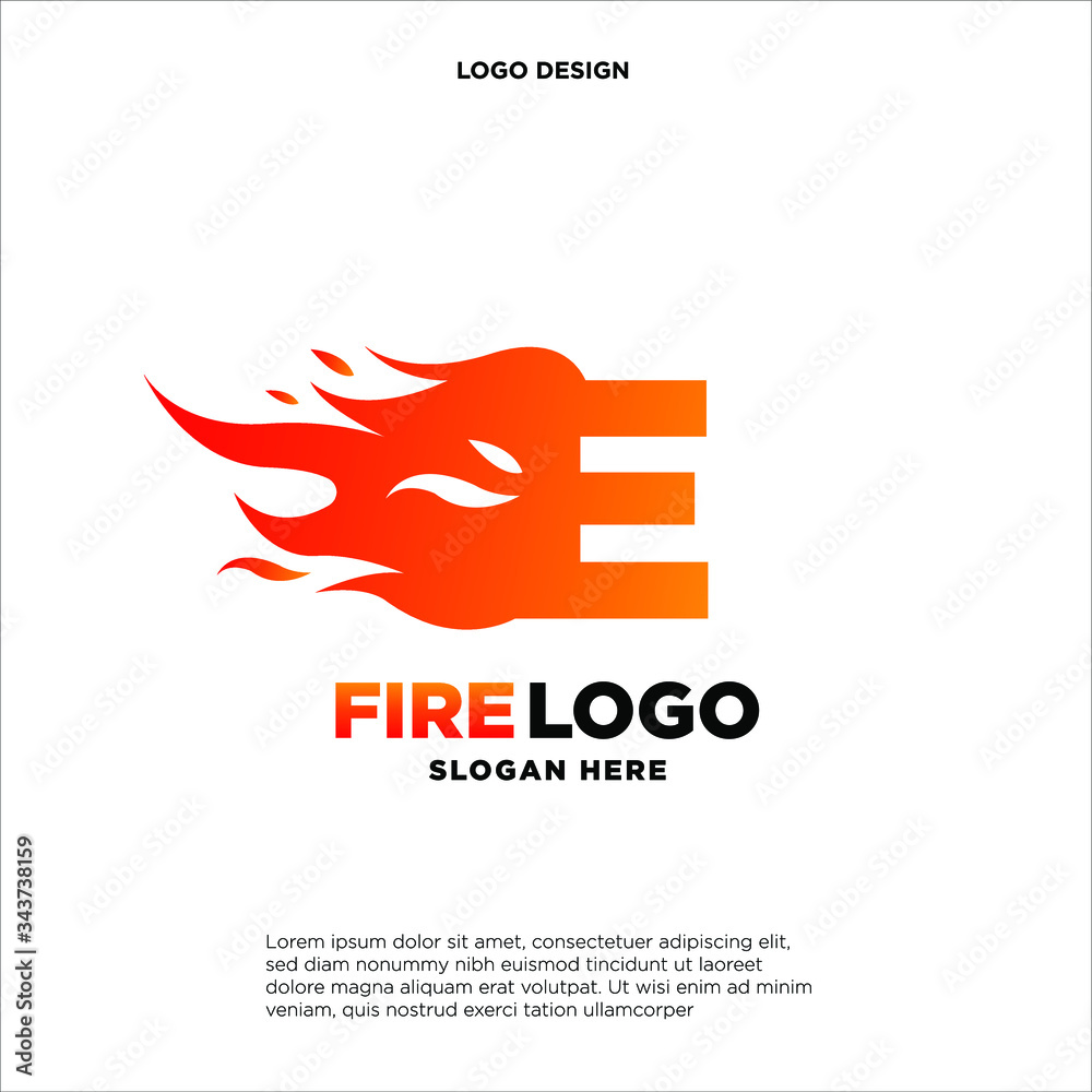Letter E Fire Logo Design Element Letter E Fire Logo Design Element