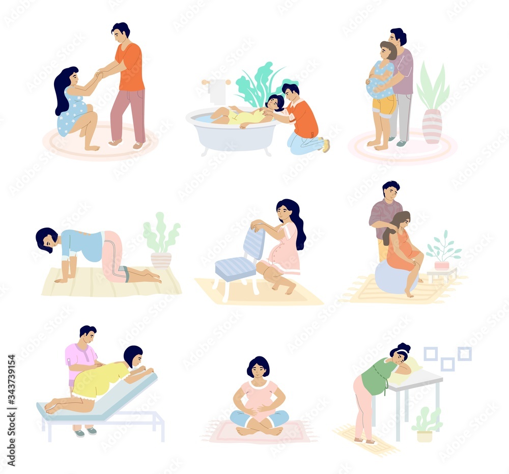 Birth positions set, vector flat isolated illustration Birth positions set, vector flat isolated illustration