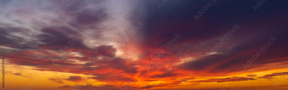 dramatic, fiery sky-panorama - obrazy, fototapety, plakaty 