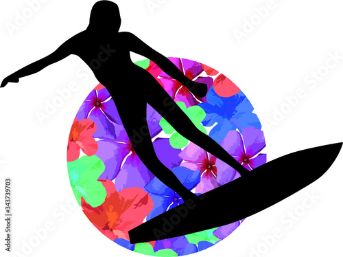 surfer print and embroidery graphic design vector art