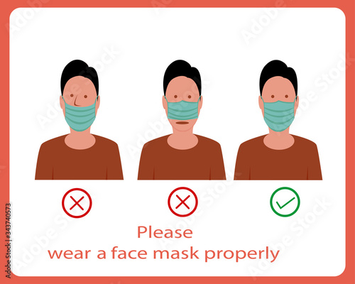 sign,notice or recommendation to use a mask properly
