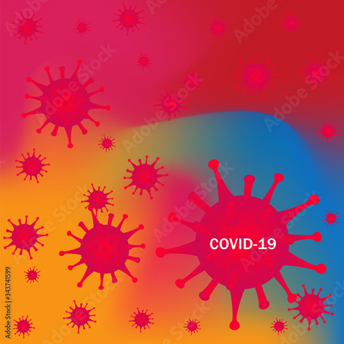 Coronavirus disease COVID-19 infection. Digital line abstract colored Background with Waves. Trendy Line art composition. Pathogen respiratory influenza covid virus cells