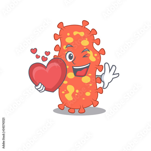 A sweet bacteroides cartoon character style with a heart