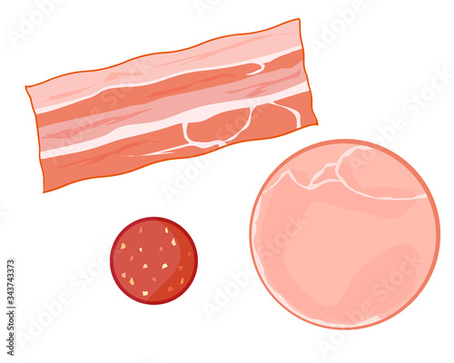 ベーコン　食材　加工食品　ハム　サラミ