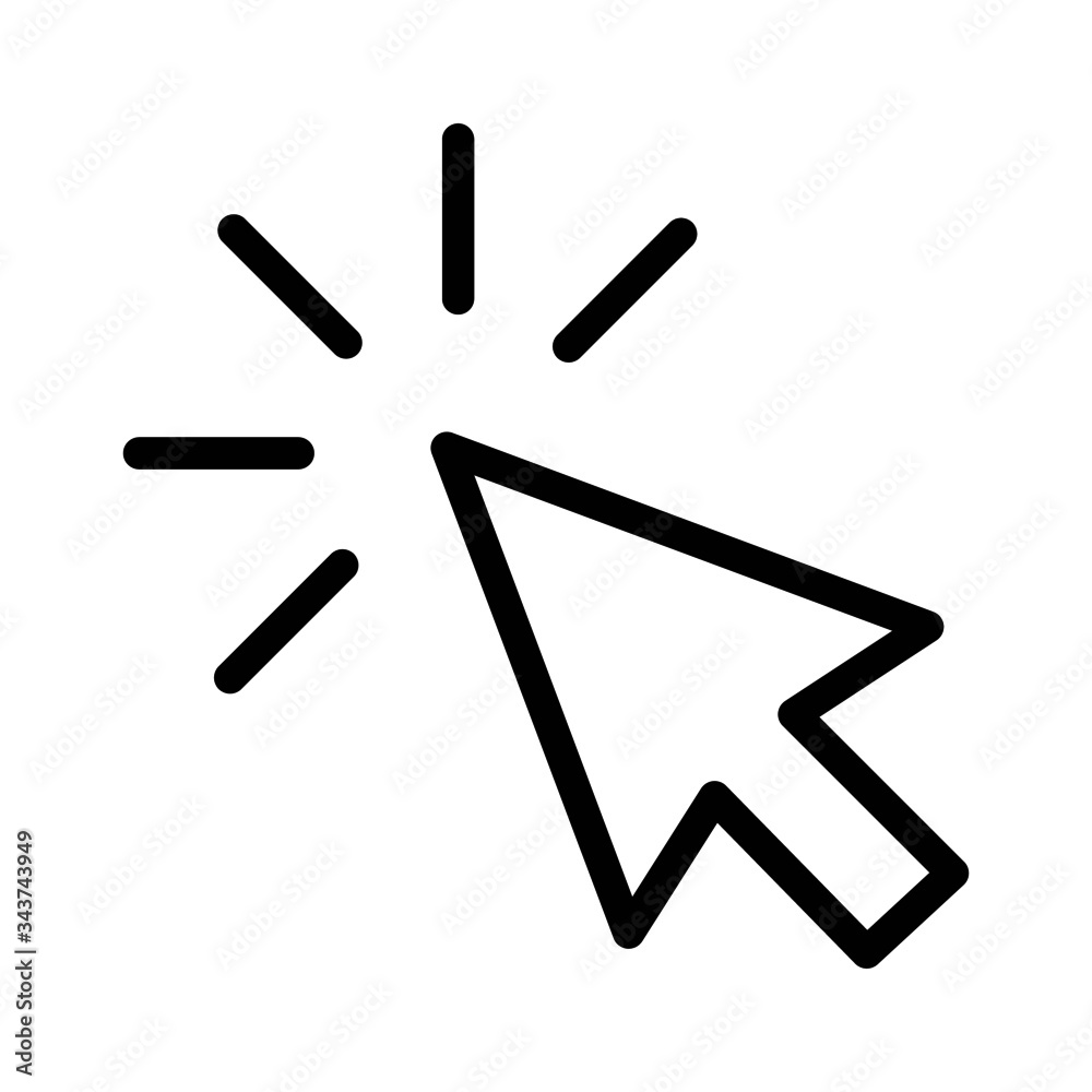 Vector flat style illustration of computer cursor click isolated on white background Vector flat style illustration of computer cursor click isolated on white background