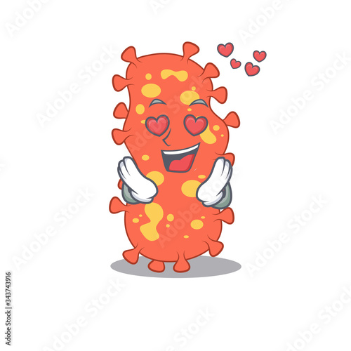 Cute bacteroides cartoon character has a falling in love face