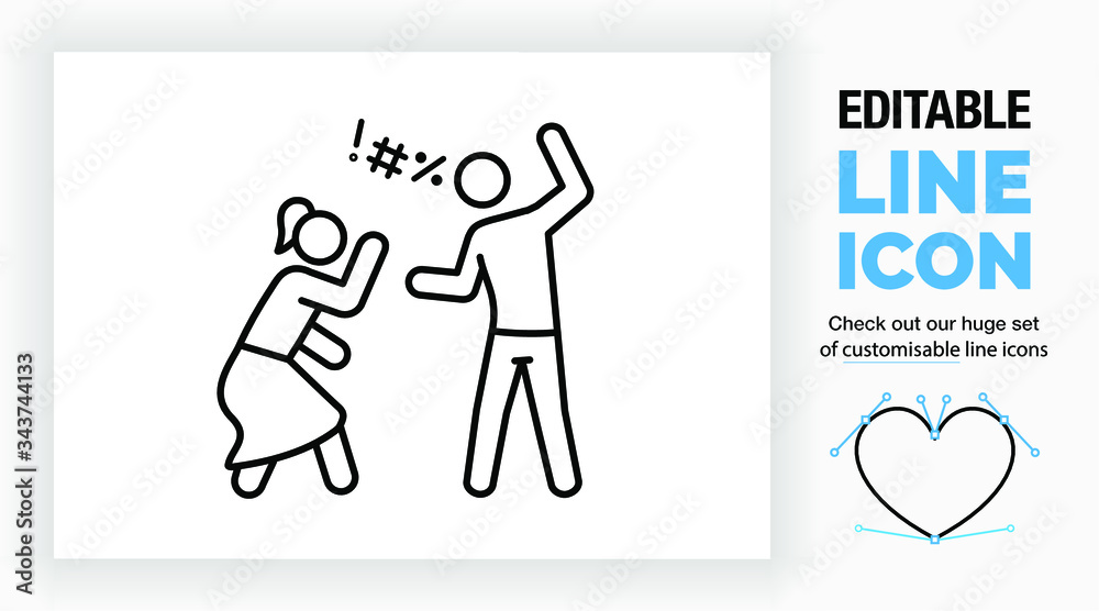 Fototapeta premium Editable line icon of domestic violence, part of a huge set of editable line icons!
