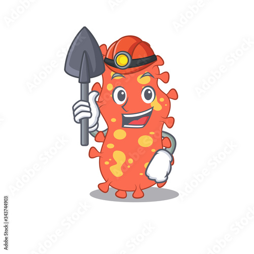 Bacteroides miner cartoon design concept with tool and helmet
