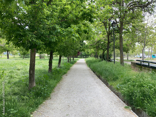 Spring landscape of the park of the city of Madrid Spain. photo