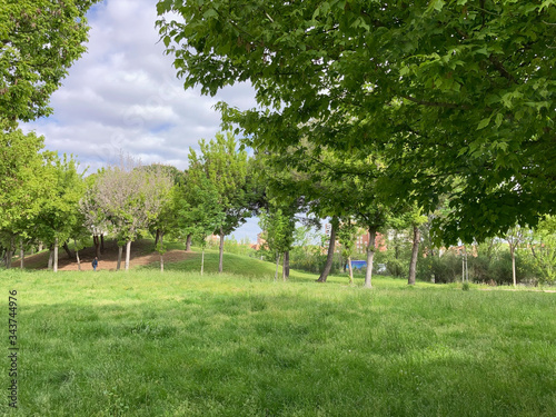 Spring landscape of the park of the city of Madrid Spain. photo