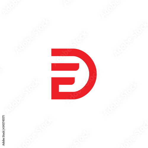 Unique modern trendy speedy sports brands black and red color DF FD D F initial based letter icon logo
