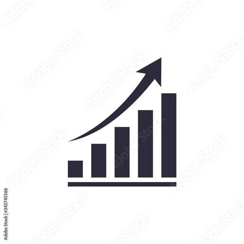 growing graph, bar chart, Flat icon isolated on the white background, flat design vector illustration.can be used for icons and other needs.