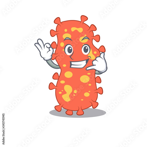 Cartoon design of bacteroides with call me funny gesture
