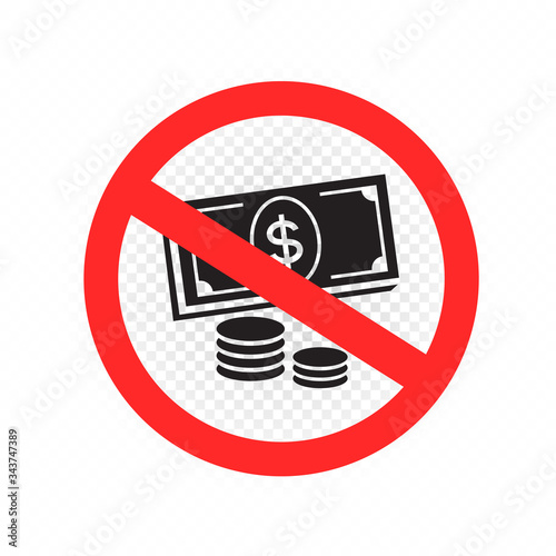 no cash and coins money sign symbol