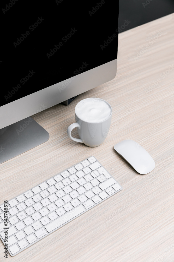 Designer work office with misc items Designer work office with misc items