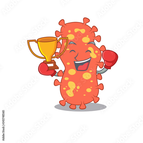 An elegant boxing winner of bacteroides mascot design style