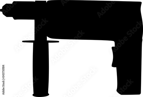 Hand electric drill silhouette vector illustration