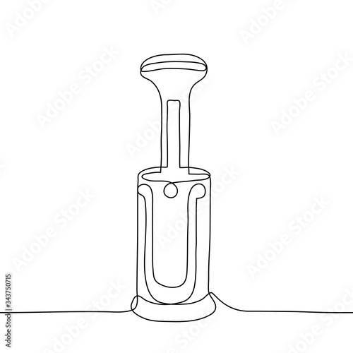 Automatic spray disinfection. A mobile robot for cleaning air and space by means of interval spraying of a disinfectant. One continuous line drawing of a new generation disinfector