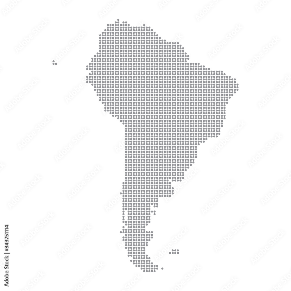 South America map made from halftone dot pattern