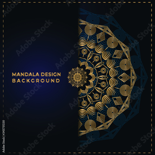 luxury and  golden color ornamental mandala design background for decoration, pattern and print..
