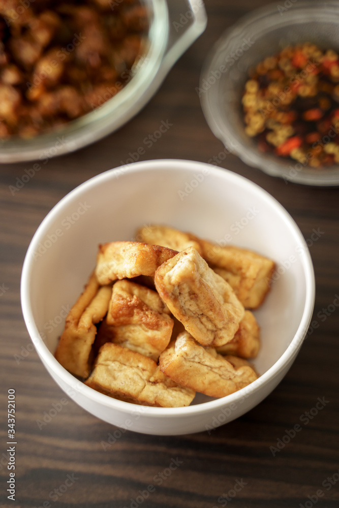 indonesian fried tofu or tahu goreng traditional soy bean extract indonesian fried tofu or tahu goreng traditional soy bean extract