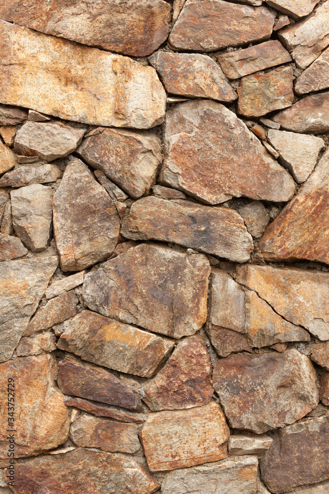 a wall built up with stones