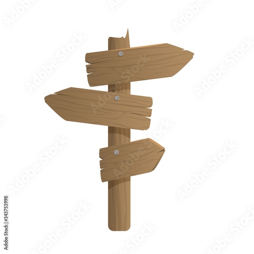 Wooden signs showing direction. The concept of old signs is an arrow installed on the roads to indicate direction, location, distance. Vector realistic direction design.