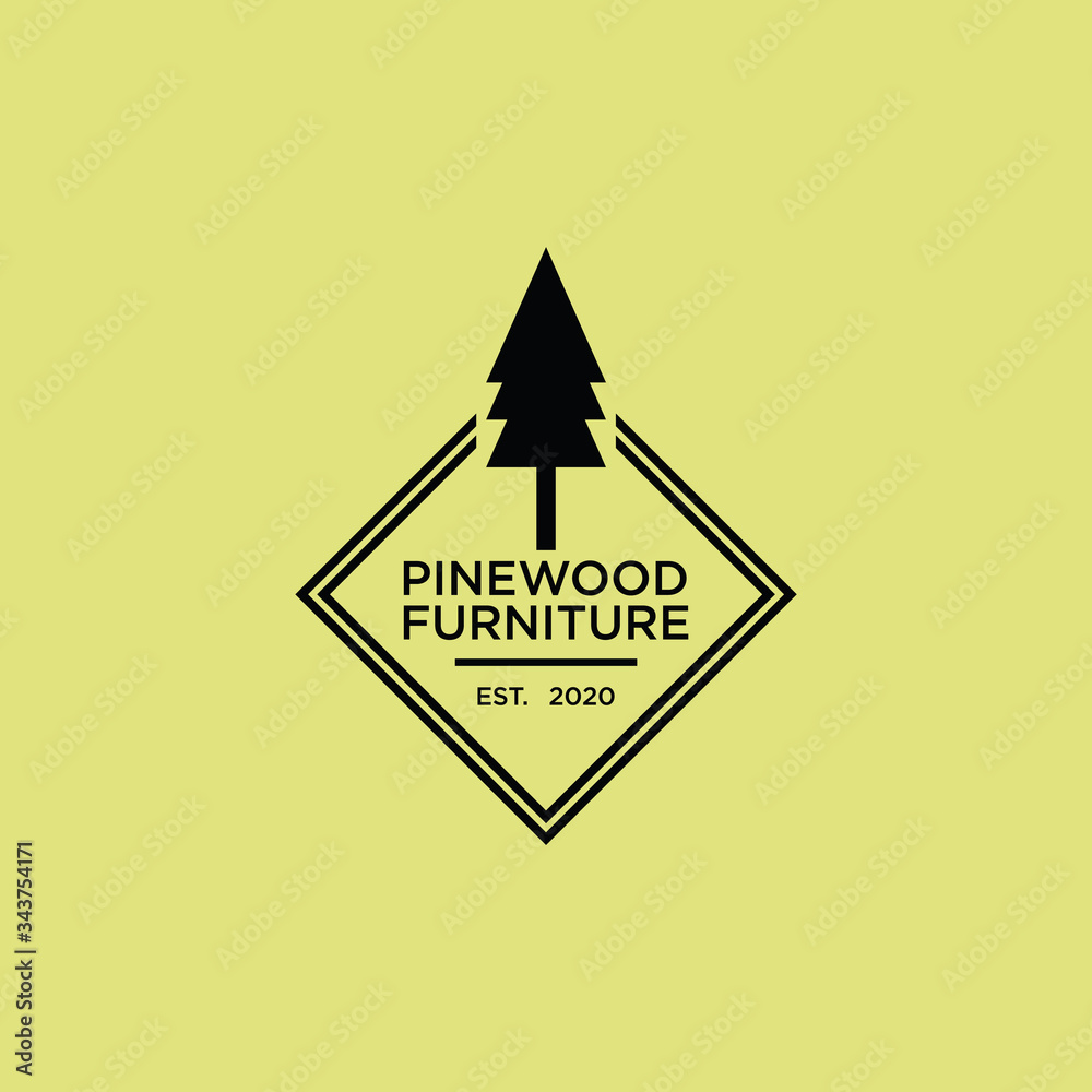 Obraz premium pine forest lanscape logo design template vector, adventure brand logo inspiration, nature logo design template
