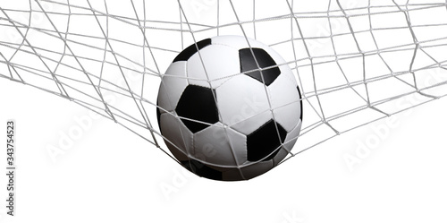 soccer ball in the net on a white © Alekss