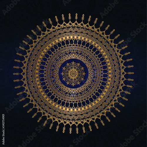luxury and  golden color ornamental mandala design background for decoration, pattern and print..
