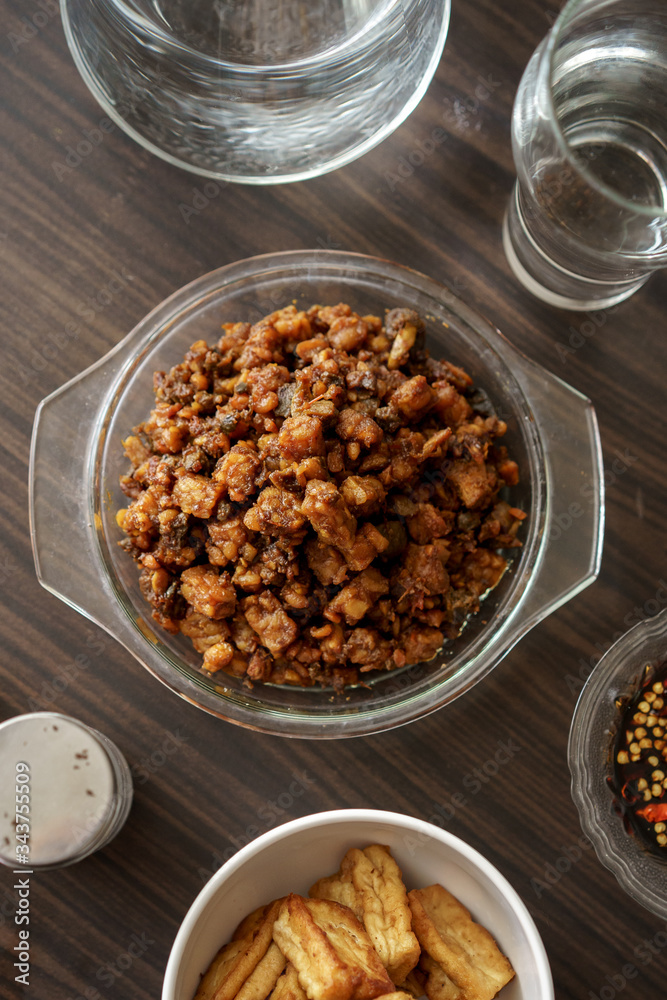 oseng tempe. traditional indonesian culinary food