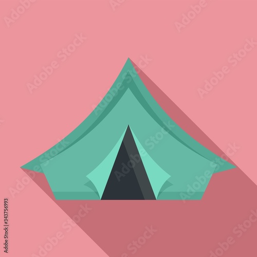 Camp tent icon. Flat illustration of camp tent vector icon for web design