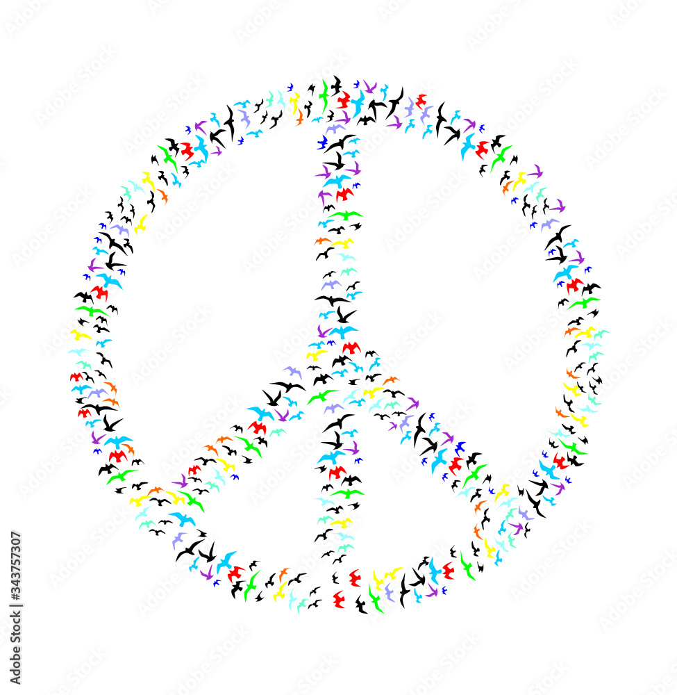 peace sign and birds print embroidery graphic design vector art peace sign and birds print embroidery graphic design vector art