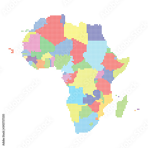 Africa map made from halftone dot pattern