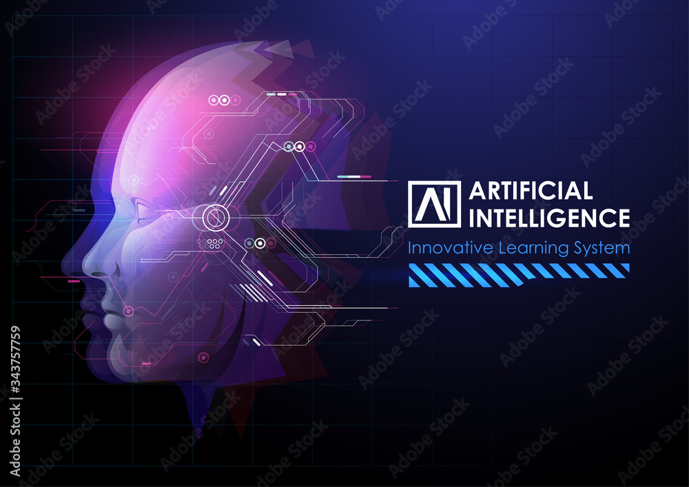 Robot or human Head enhancement. Machine learning and cyber mind ...